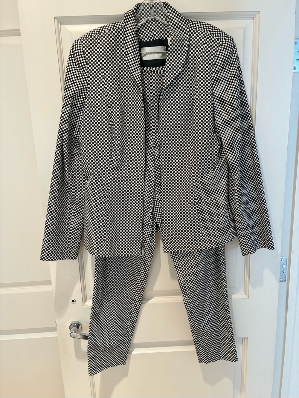Vintage Dana Buchman Black and White Checkered Suit Jacket & Matching Pant